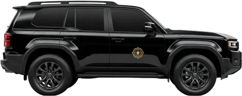 Toyota Land Cruiser Prado TX noir avec l'emblème doré Morocco Tiziri, 4x4 privé pour 1 à 4 voyageurs