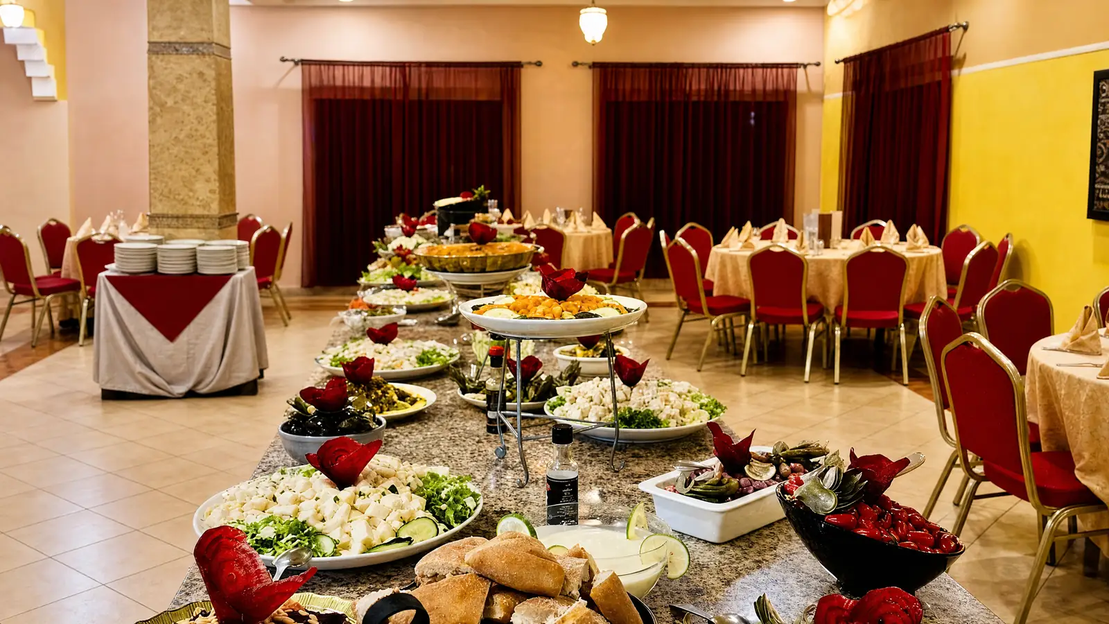 The buffet in the restaurant of Hôtel Restaurant Bougafer