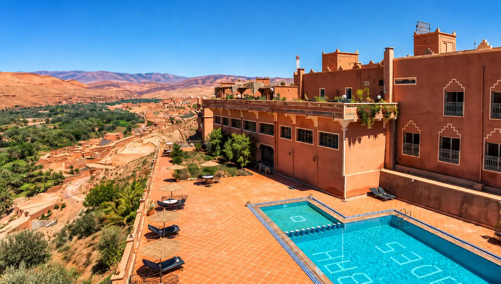 The pool of Kasbah Oued Dades above the Dades Valley