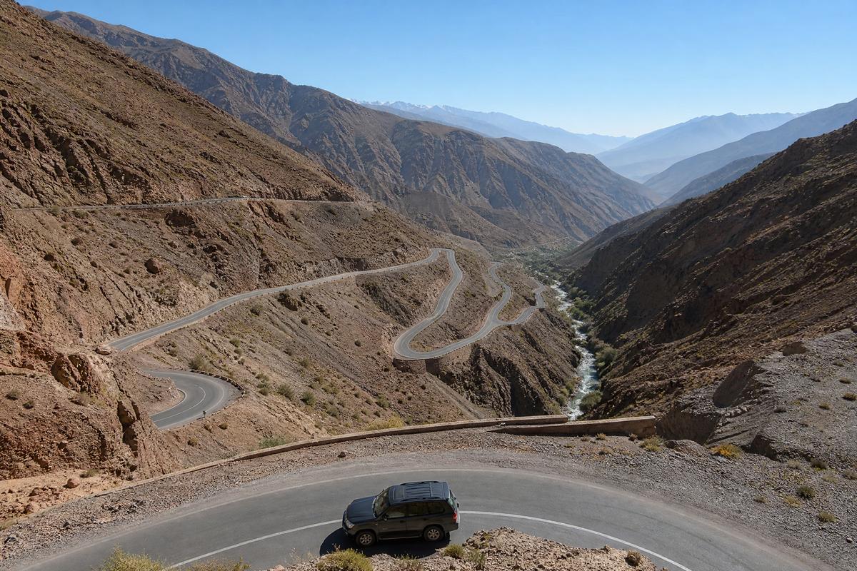 The road east from Agadir through argan country